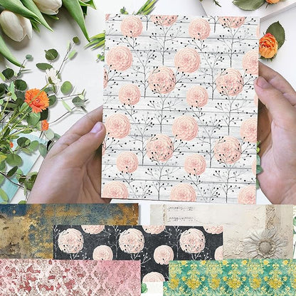 Scrapbook Paper 12x12 inch, 24 Sheets DIY Origami Decorative Craft, Double sided printing, Photo Album Decor Wooden-free Paper for Gift Wrapping Card Making Collage Album Decorative (Pink)