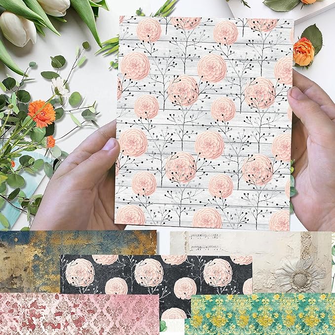Scrapbook Paper 12x12 inch, 24 Sheets DIY Origami Decorative Craft, Double sided printing, Photo Album Decor Wooden-free Paper for Gift Wrapping Card Making Collage Album Decorative (Green)