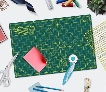 Self Healing Cutting Mat A3 12"x18" – Double Sided 5-Ply Craft Mat for Sewing, Quilting, Fabric, Scrapbooking – Green/Green