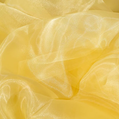 Fynite Sheer Organza Fabric | 5 Yards Long | 44" Wide | Bridal Solid Sheer Organza Bolt for Wedding Dress Fashion Craft Decorations - Gold