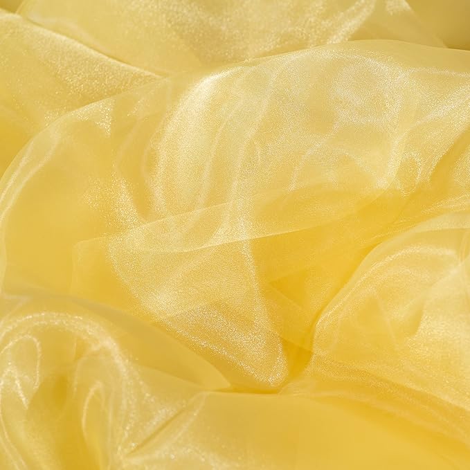 Fynite Sheer Organza Fabric | 20 Yards Long | 44" Wide | Bridal Solid Organza Bolt for Wedding Dress Fashion Craft Decorations - Gold