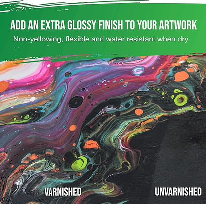 U.S. Art Supply 32 oz High Gloss Varnish for Acrylic Paintings - Clear Protective Finish with UV Protection