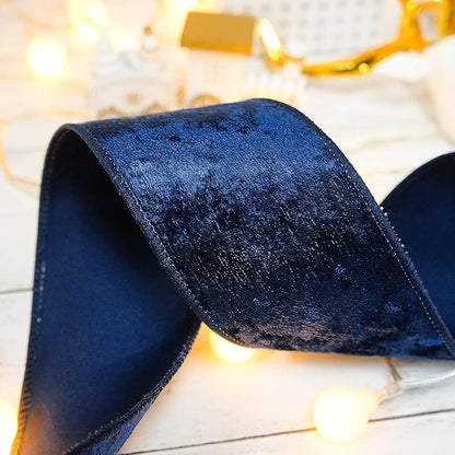 Navy Velvet Ribbon 2.5 Inch x 10 Yards for Christmas Tree Topper Home Decoration Wreath Gift Wrapping DIY Craft