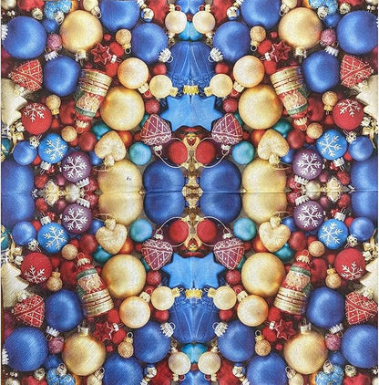 20-ct 13x13 Christmas Paper Decoupage Napkins, 3-Ply Servilletas Tissue Napkin for Dinner and Parties, Disposable Napkins (Holiday Ornaments)