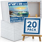 Professional Stretched Canvas Art Supplies, Acrylic, Oil, Watercolor, 20-Pack, 8x8 Inch, 5/8 Inch Profile, Cotton Canvas