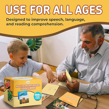 300 Noun Vocabulary Builder Flash Cards, Photo Cards with Learning Games and Teaching Materials for Speech Therapy, ESL, Preschool, Homeschool, Toddlers, Adults, Autism, Dementia, ABA, and Aphasia