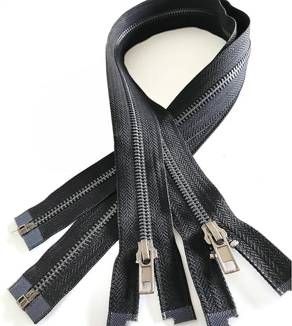 Leekayer 2PCS #5 27 Inch Zipper Black Nickel Teeth Zipper Black Metal Zipper Open End Zipper for Repair Coat Jacket
