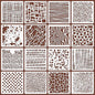 16 Pcs Layering Stencils for Painting, 6"x6" Mixed Texture Bubble Dot Waves Stone Crackle Splatter Geometric Stencils for Painting on Card Canvas, Mix Media Spray Paint Templates