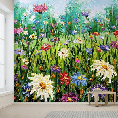 wall26 Wall Sticker/Wall Mural Wildflower Abstract, Not Peel and Stick, Non-Woven Wallpaper Decorative for Bedroom, Living Room, Office - 96x120 inches
