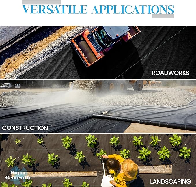 Woven Geotextile Fabric for Driveway and Road Stabilization, Construction Underlayment, Erosion Control, Commercial Grade 50 Year for Gravel Roads and Pavers (6x100)