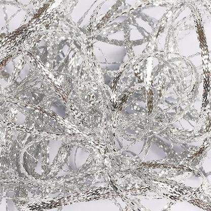 Silver Thin Ribbon 1/8 inchMetallic Braided Double Faced Ribbons Curling Ribbons for Balloon String Crafts Gift Wrapping Party Wedding Christmas Ornaments Decoration 7 Yard x 3 Rolls