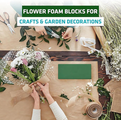 FLORABELS 6 PCS Wet Floral Foam Blocks for Fresh Flowers, Each (9"L x 4.1"W x 2.7"H)Green Foam for Flower Arrangements, Florist Foam Bricks for Weddings, Birthdays Gifts, Flower Foam Blocks for Crafts