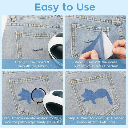HTVRONT Iron on Patches for Clothing Repair, Cotton Patches Iron on, Blue Repair Decorating Kit 20 Pieces Iron on Patch Size 3" by 4-1/4" (7.5 cm x 11 cm)