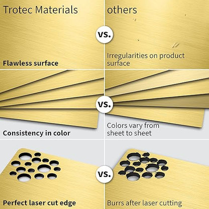 Trotec | Metallic Looking Acrylic Sheet | 12"x20"x1/16, 4 Pcs | Brushed Gold/Black | Metallic Finish - Scratch Resistant for Laser Engraving & Cutting,Printing,Glowforge,Name Plate | USA Made