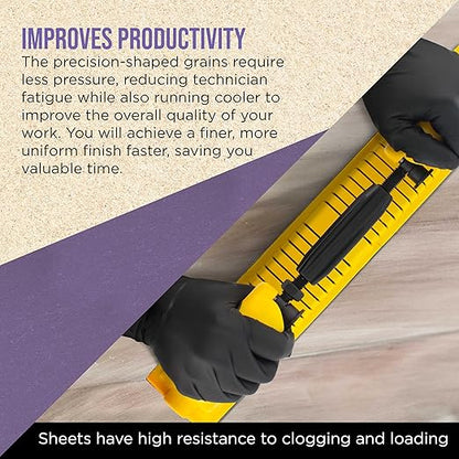 Dura-Gold Premium 320 Grit PSA Purple Film Ceramic Longboard Sandpaper, 2-3/4" Wide Continuous 20 Yard Roll - Self Adhesive Stickyback for Auto & Wood Air File Long Board Sanders, Hand Sanding Blocks