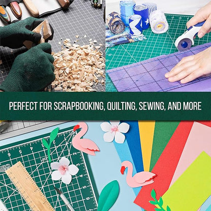 U.S. Art Supply 18" x 24" Self-Healing Cutting Mat 5-Ply - Double-Sided Green/Black Craft Mat, Non-Slip Cutting Mats for Crafts, Sewing, Quilting, Scrapbooking