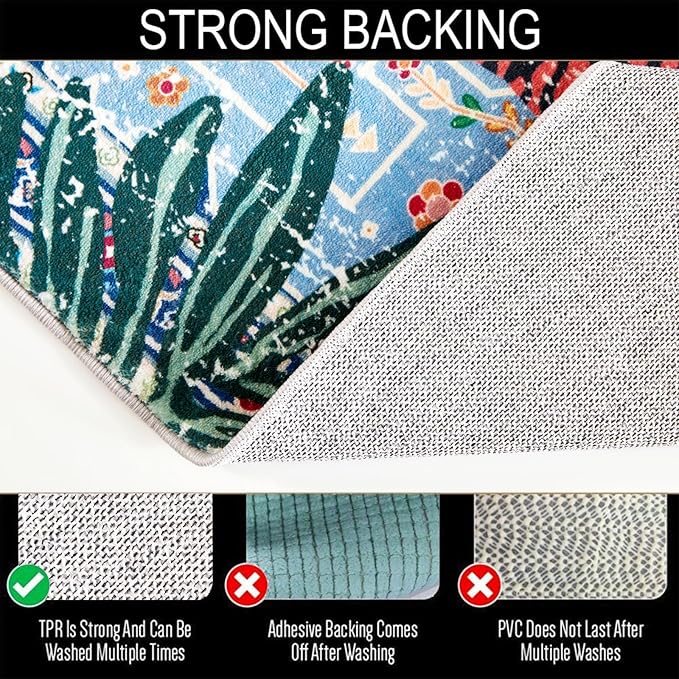 Tropical Rugs, 3x5 Thin Boho Small Area Rugs for Bathroom Kitchen Small Indoor Entryway Rug Modern Vintage Distressed Summer Jungle Plant Accent Carpet Non-Slip Washable
