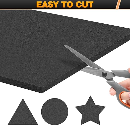 MYFAMIREA 6 PCS Adhesive Foam Padding Sheets Closed Cell Self Adhesive Sticky Foam Pads, 1/8" Thick 12'' x 8'' Neoprene Rubber Sheets Non-Slip Insulation Pads Vibration for Furniture Crafts Cars,Black