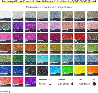 Hemway Polyurethane & Epoxy Resin Glitter 100g / 3.5oz Metallic Crystal Flake Additive for Flooring Jewelry Tumblers Glass Pigment - Extra Chunky (1/24" 0.040" 1mm) - Rose Pink