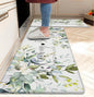 weesire Green Kitchen Rug Anti Fatigue Mats for Kitchen Floor Kitchen Rugs Sage Green Floral Herb Memory Foam Kitchen Mat Cushioned PVC Leather Kitchen Rug Set, 17.3x28+17.3x47 inchs