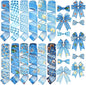 12 Rolls Oktoberfest Wired Edge Ribbon for Wreaths 2.5 Inch x 30 Yards Blue and White Print Grosgrain Ribbon Bavarian German Beer Crafts for Oktoberfest Party Decorative Supplies, 12 Styles