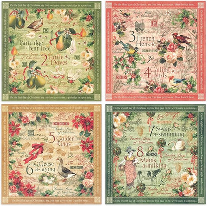24 Sheets 12 Designs Scrapbook Paper Pad,6"×6” Single-Sided Decopodge Craft Cardstock Paper,Scrapbooking DIY Decorative Background Cardmaking Supplies.Carols