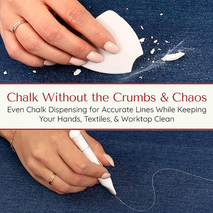 Fabric Markers for Sewing – Ergonomic Tailors Chalk Pen with Improved Dosing Wheel for Sharp Lines - Washable Sewing Chalk Marking Pens that are Compatible with Most Fabrics - White 1 Pack