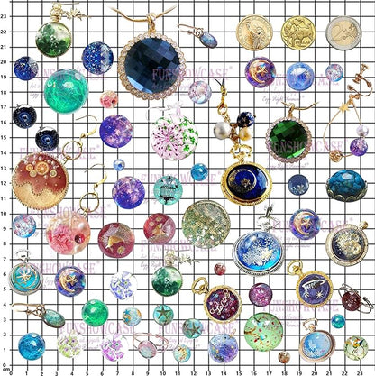 FUNSHOWCASE Cabochon Gem Resin Silicone Molds for Cake Decoration, Polymer Clay, UV Epoxy Urethane Polyresin Jewelry Making, Faceted and Round Domes Set of 2 Trays Circle Diameter 0.2-2.3inch
