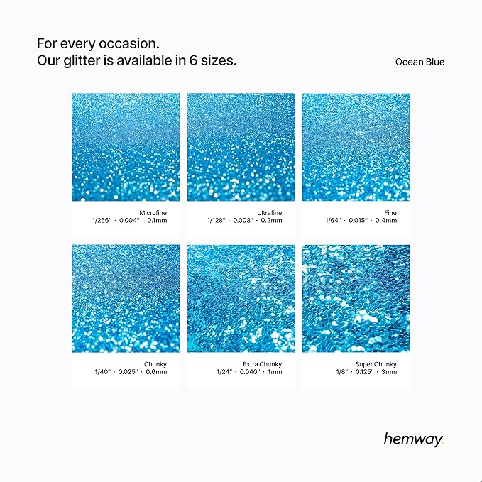 Hemway Glitter for Resin 100g Ocean Blue Metallic Crystals for Epoxy Craft Super Chunky Flakes Tumblers Wax Melt