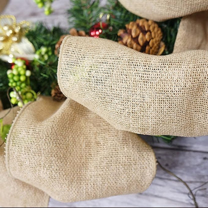 CT CRAFT LLC Burlap Fabric Wired Ribbon 6" x 10 Yards Natural Color for Christmas Home Wedding Decor Gift Wrapping Tree Topper Bow Wreath Bouquet DIY Crafts