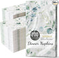 Trendables Sage Green Napkins for decoupage 200 Pcs 3 Ply Eucalyptus Napkins Decorative Guest Towels Disposable Bathroom, Flower Design For Tea Party Decorations, Dinners & Weddings