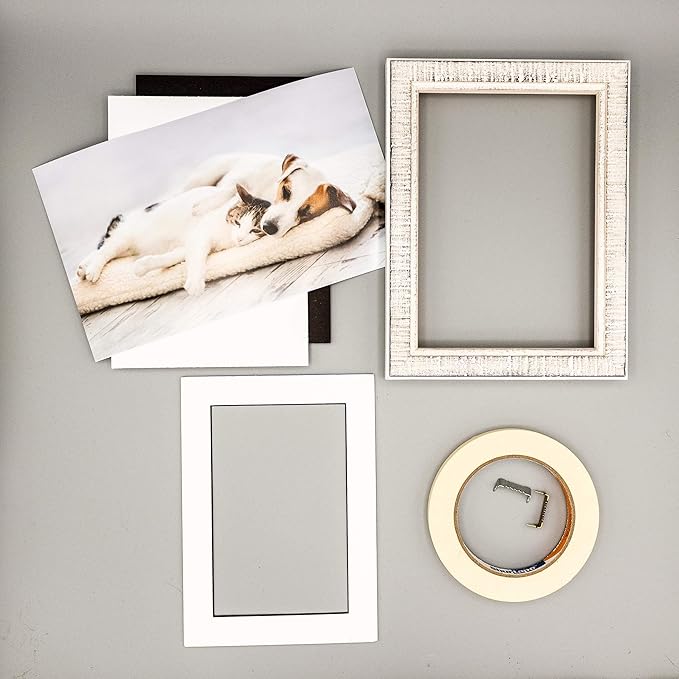 Poster Palooza 8x10 Mat Bevel Cut for 5x8 Photos - Acid Free White with Black Core Precut Matboard - For Pictures, Photos, Framing - 4-ply Thickness
