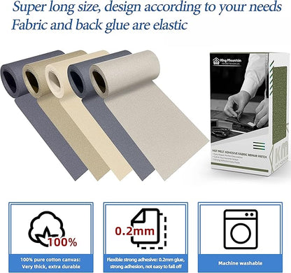 KING MOUNTAIN Canvas Iron on Patch,3"×60",Waterproof 100% Cotton Fabric Repair Patch,Used for Various Sofa,Tent,Clothes,Seats,Suitcases (Grass Green)