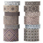 12 Rolls Exotic Charm Washi Tape Set Floral Arts Adhesive Tapes Geometric Garden Decorative Masking Tape Sets for Craft, Kids, Scrapbook, DIY, Gift Wrapping (Inked Gold)