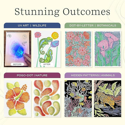 Lifelines FlowArt Activity Pad, 4-Pack - Guided Art Meditations with Markers - Color by Letter, Dot-Art and More, Coloring Books for Teens, Adults & Seniors