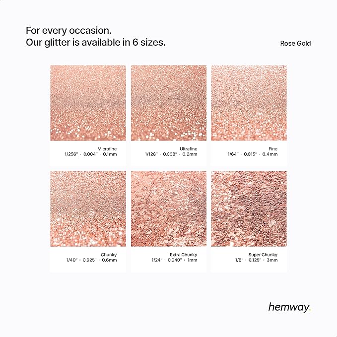 Hemway Polyurethane & Epoxy Glitter Metallic Crystal Flake Additive for Flooring, Jewellery Making, Tumblers and Resin 100g / 3.5oz - Ultrafine (1/128" 0.008" 0.2mm) - Rose Gold