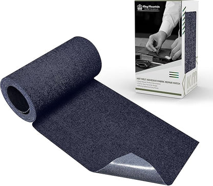 KING MOUNTAIN Iron-on Repair Patch,3"x60"100% Cotton Denim Iron-on Repair Patch, Jeans and Clothing Repair and Decoration Kit (Dark Blue)