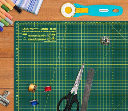 Self Healing Cutting Mat A1 24"x36" – Double Sided 5-Ply Craft Mat for Sewing, Quilting, Fabric, Scrapbooking – Green/Green