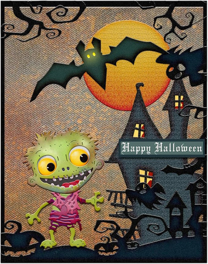 Halloween Clear Silicone stampReusable Stamp with Pumpkins, Skulls, Bats, Santa Claus, and Holiday Designs. Used for Making Cards, scrapbooks, and DIY templates (Halloween Zombies)