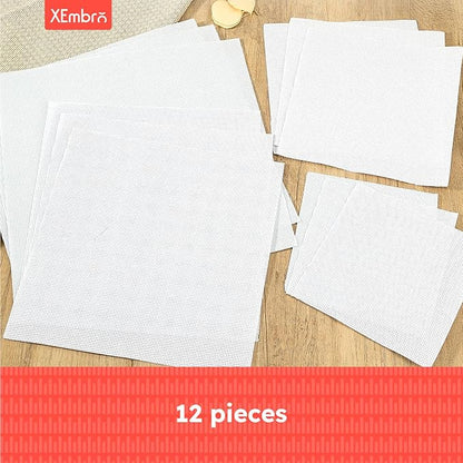12 PCS Aida Cloth 14 Count, 4 Sizes White Cross Stitch Fabric for Craft Embroidery, Classic Reserve Aida Cloth for Embroidery Beginner, Needlework, Cross Stitch (5.9 to 11.8inch)