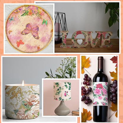Decoupage Napkins Assorted Floral 27 Pack 9 Styles for DIY Crafting Birthday Party ， Decorative Decoupage Napkins Cocktail Paper ，Each Unfolded 13 Inch (Colorful Floral)