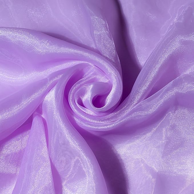 FYNITE Sheer Organza Fabric | 10 Yards Long | 44'' Wide | Bridal Solid Sheer Organza Bolt for Wedding Dress Fashion Craft Decorations Silky Shiny Sheer Organza (Lavender, 10 Yard)