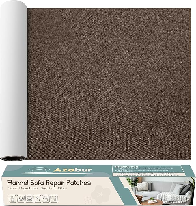Azobur Sofa Fabric Repair Patch, Oversized Microfiber Patch，Self Adhesive Fabric Sofa Patch Repair Fabric,Super Cost-Effective Combination (Dark Brown)