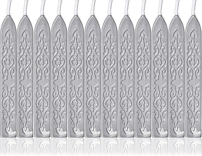 Yoption 12Pcs Sealing Wax Sticks with Wicks, Silver Totem Fire Manuscript Seal Wax Sticks for Wax Seal Stamp (Silver)