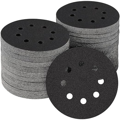 100PCS 5 inch Silicon Carbide Sanding Discs 120 Grit, Wet Dry Orbital 5 Sander Hook and Loop Sandpaper Disc, Best for Metal,Automotive,Wood Polishing