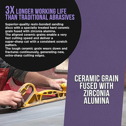 Dura-Gold Premium 150 Grit PSA Purple Film Ceramic Longboard Sandpaper, 2-3/4" Wide Continuous 20 Yard Roll - Self Adhesive Stickyback for Auto & Wood Air File Long Board Sanders, Hand Sanding Blocks