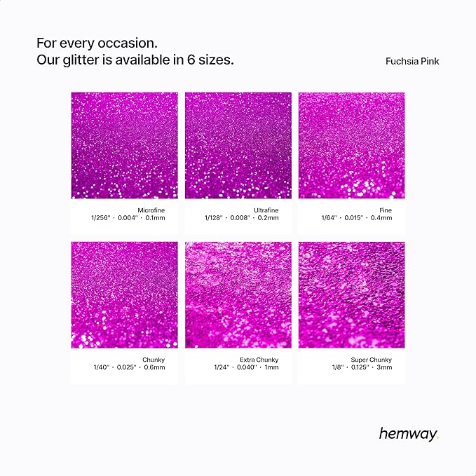 Hemway Polyurethane & Epoxy Resin Glitter 100g / 3.5oz Metallic Crystal Flake Additive for Flooring Jewelry Tumblers Glass Pigment - Fine (1/64" 0.015" 0.4mm) - Fuchsia Pink