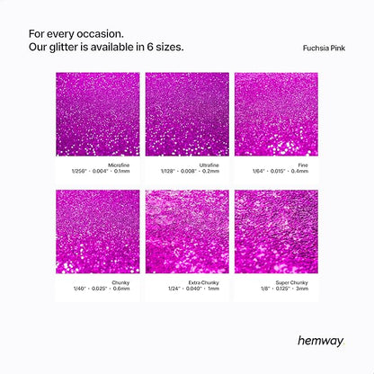 Hemway Polyurethane & Epoxy Glitter Metallic Crystal Flake Additive for Flooring, Jewellery Making, Tumblers and Resin 100g / 3.5oz - Ultrafine (1/128" 0.008" 0.2mm) - Fuchsia Pink