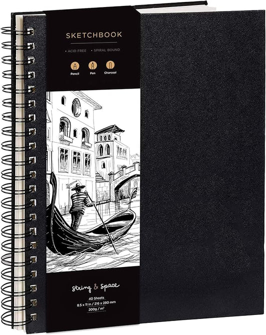 Artist’s Sketchbook Hardcover – 200GSM Very Thick Paper – Large, Spiral Sketch Book for Drawing and Mixed Media – Sketch Pad, Art Book - 8.25 x 11.4, 40 Sheets / 80 Pages