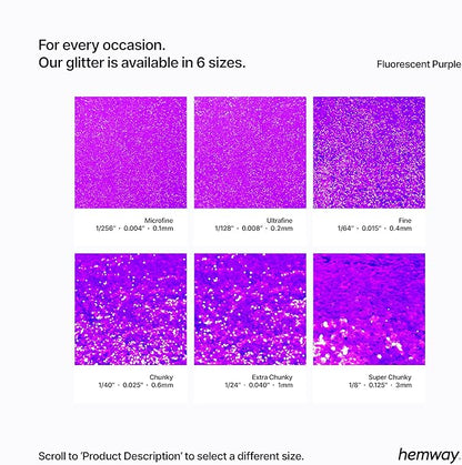 Hemway Polyurethane & Epoxy Resin Glitter 100g / 3.5oz Metallic Crystal Flake Additive for Flooring Jewelry Tumblers Glass Pigment - Ultrafine (1/128" 0.008" 0.2mm) - Fluorescent Purple